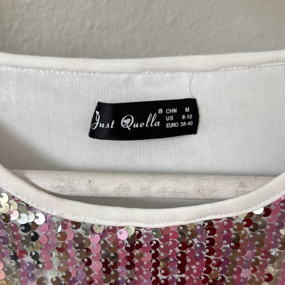 Sequin Mini Dress in Silver and Pink - Picture 2 of 5